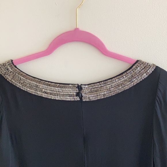 Alice + Olivia Black Retro Silk Bead Embroidered Cocktail Mini Dress Size Small - Picture 8 of 14